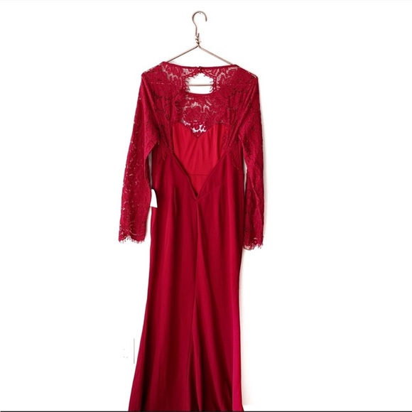 Lulus | Burgundy Lace Maxi Formal Dress Large New - Picture 3 of 6